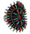 Southwest Needlepoint Multicolor Silver Ring Size 5-3/4 PX43603